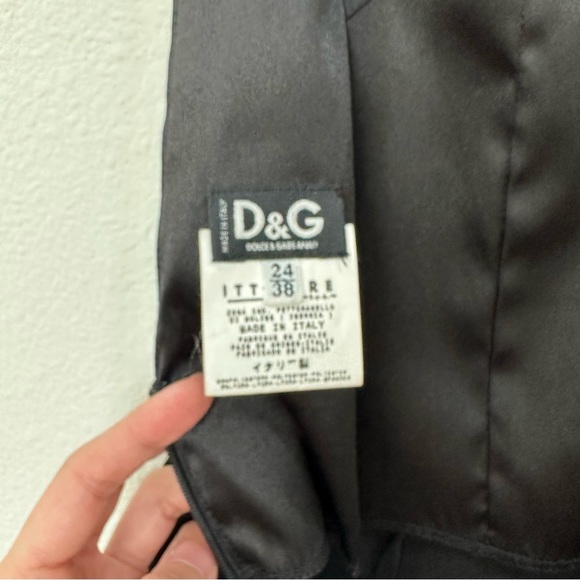 D&G Dolce & Gabbana Satin Black Backless Midi Dress - Picture 6 of 7